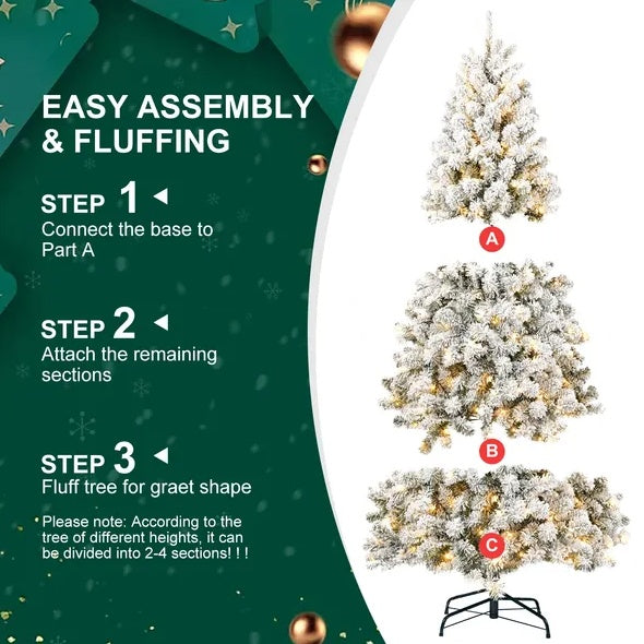 6ft Pre-lit Flocked Artificial Christmas Tree Environmentally Friendly Fireproof Artificial Christmas Flocked Tree