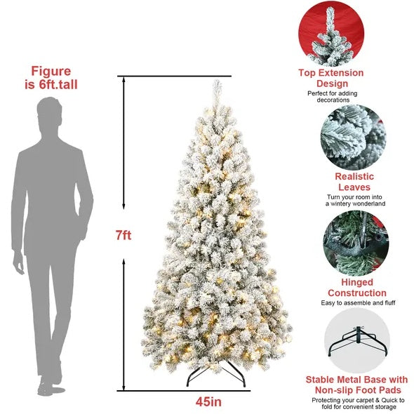 6ft Pre-lit Flocked Artificial Christmas Tree Environmentally Friendly Fireproof Artificial Christmas Flocked Tree