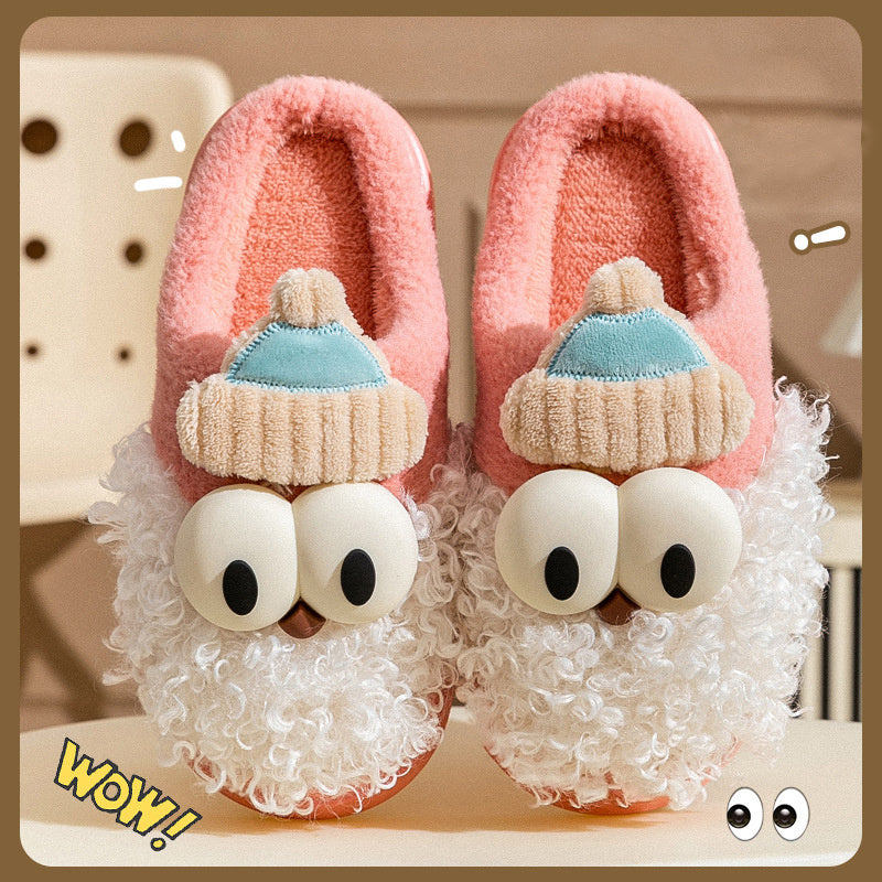 Cartoon Bearded Santa Claus Slippers Home Warm Non-slip Plush   Cotton Shoes Christmas Couple Floor Bedroom Slipper Women Men