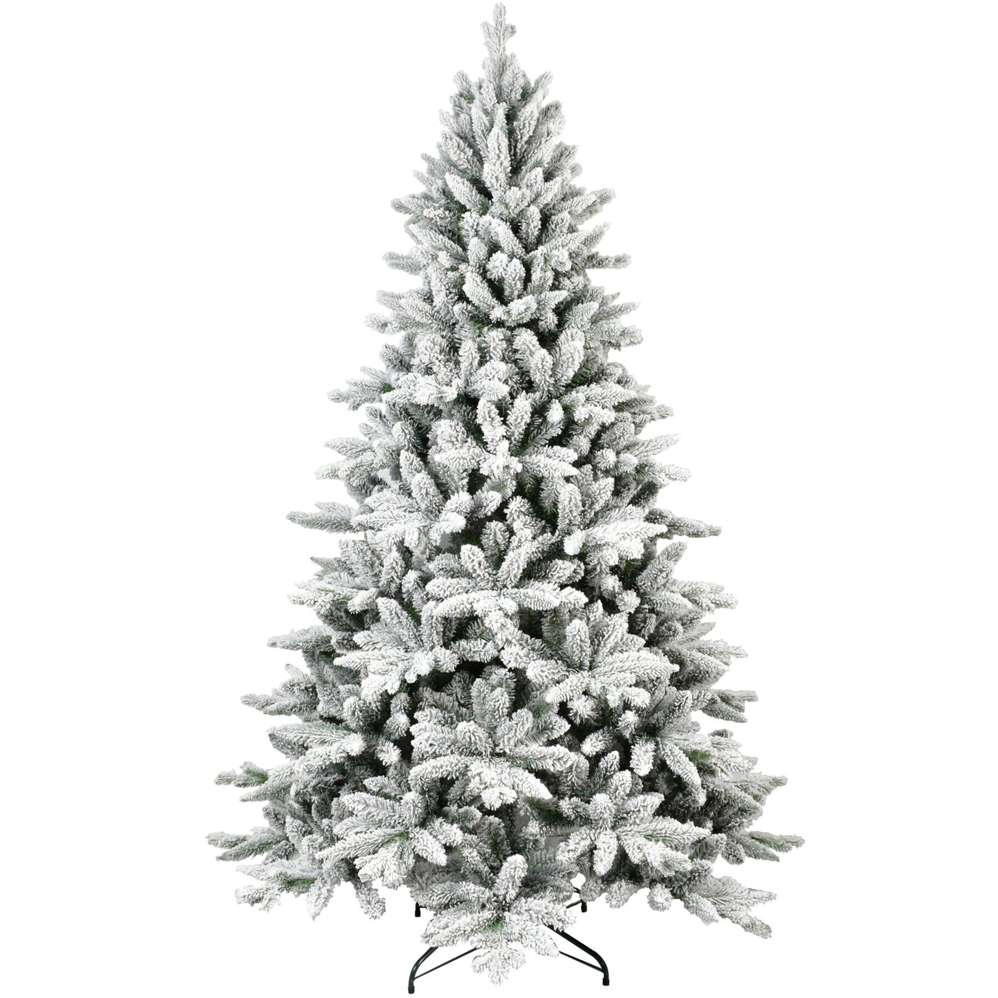 5 Feet PVC Flocked Artificial Christmas Tree With 768 Branch Tips & Metal Brackets, Collapsible Fake Tree With Realistic Snow Leaves For Home Decor