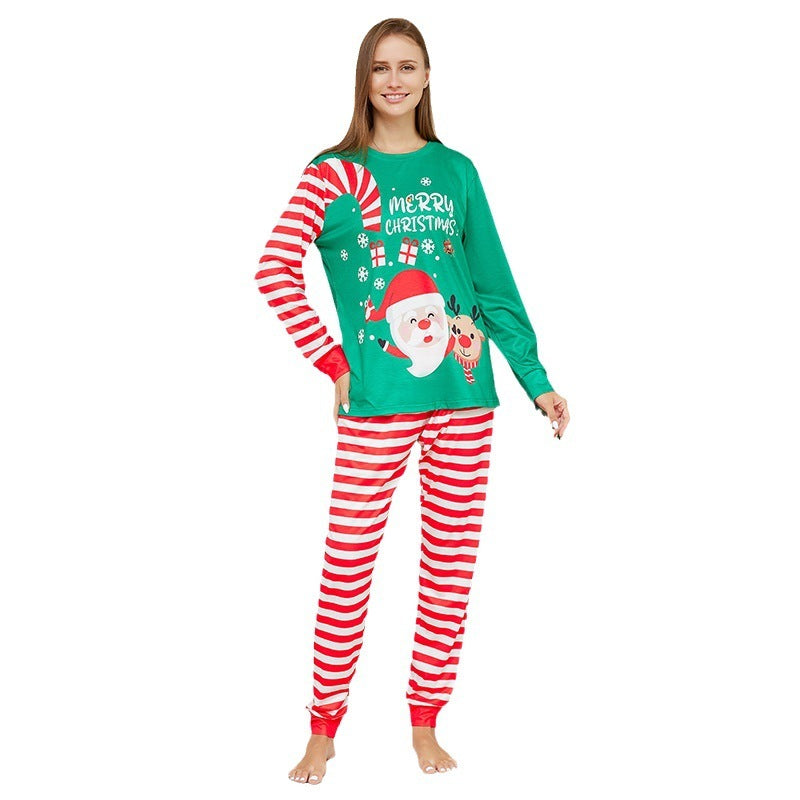 New Cartoon Santa Claus Letter Printing Parent-child Christmas Pajamas Home Wear Suit