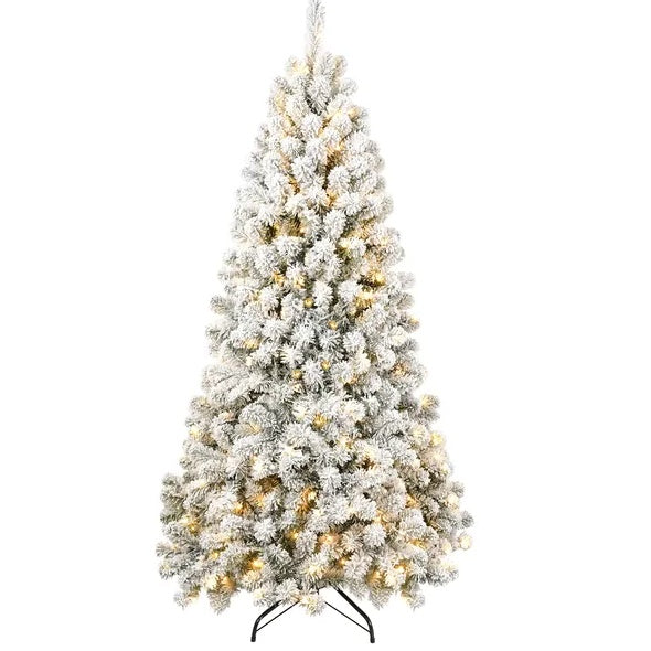 6ft Pre-lit Flocked Artificial Christmas Tree Environmentally Friendly Fireproof Artificial Christmas Flocked Tree